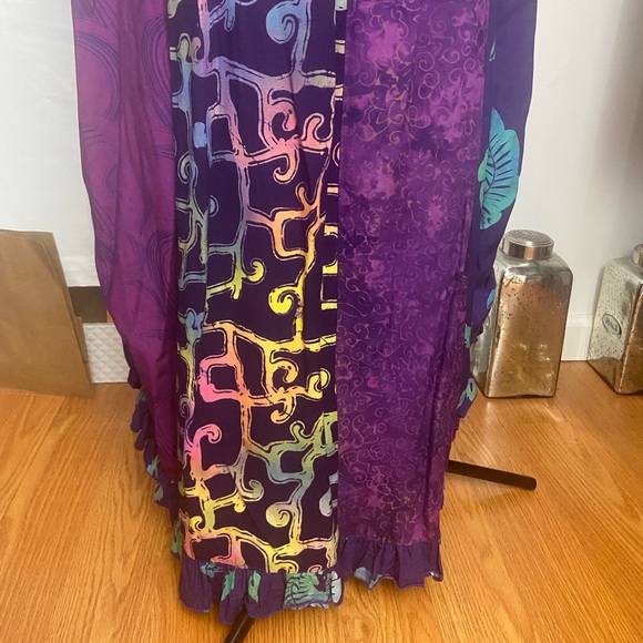 Vintage Tropical Reggae Maxi Skirt with adjustable Ruffles - Picture 3 of 12